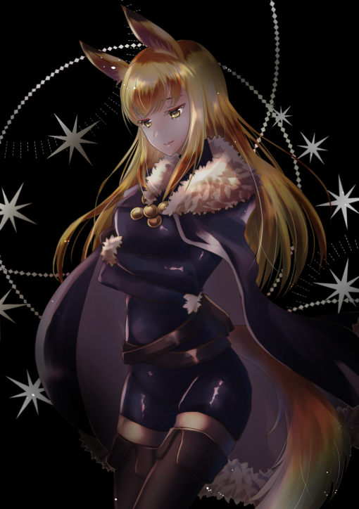 1girl, animal_ears, black_cape, black_footwear, black_gloves, blonde_hair, boots, cape