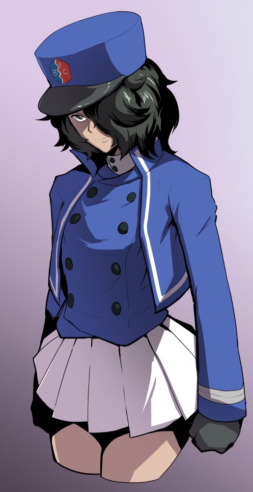 1girl, andou_(girls_und_panzer), bangs, bc_freedom_(emblem), bc_freedom_military_uniform, black_eyes, black_gloves, black_hair