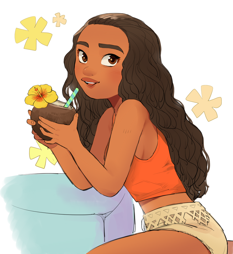 1girl, bare_arms, bare_legs, bare_shoulders, breasts, brown_eyes, brown_hair, coconut