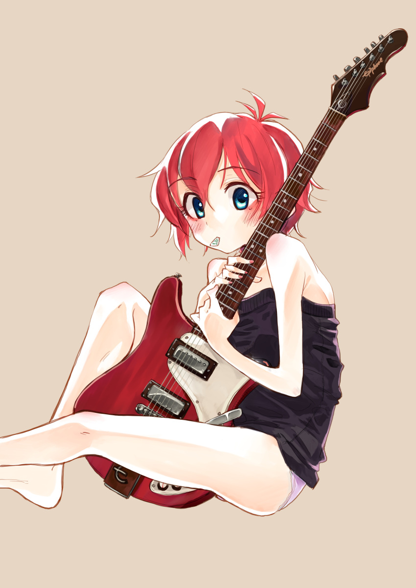1girl, absurdres, antenna_hair, bad_id, bad_pixiv_id, bare_legs, bare_shoulders, barefoot