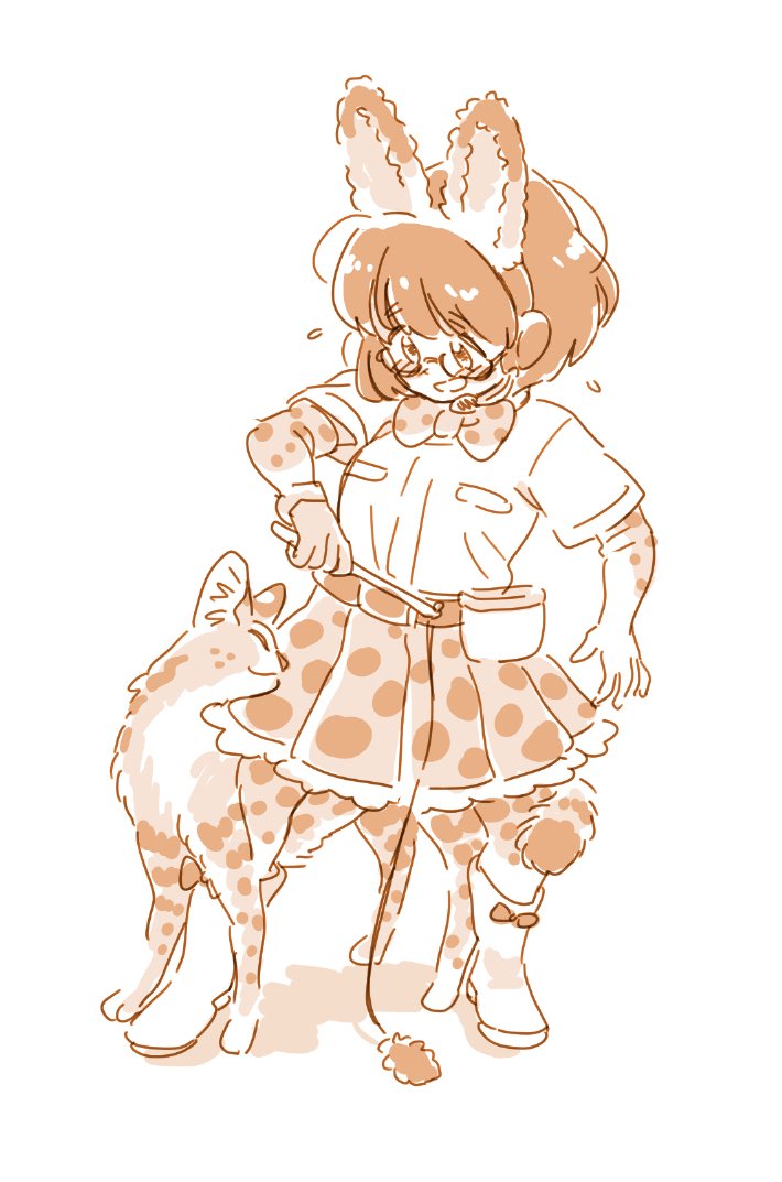 1girl, alternate_costume, animal_ears, belt_pouch, blush, boot_bow, boots, bow