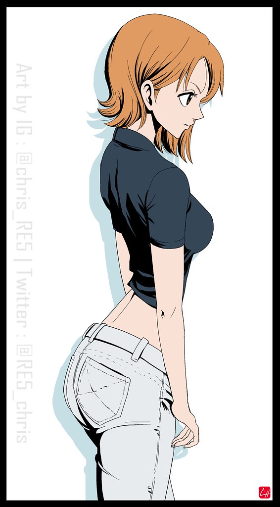 1girl, artist_name, black_shirt, breasts, brown_eyes, brown_hair, chris_re5, cowboy_shot