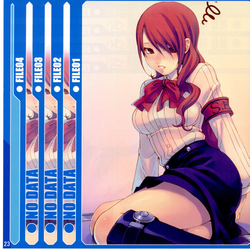 blush, boots, bow, breasts, highres, kirijou_mitsuru, knee_boots, large_breasts