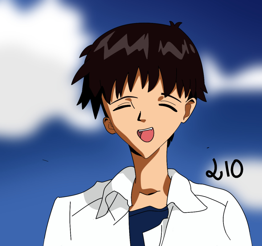1boy, 210, brown_hair, closed_eyes, cloud, gainax, ikari_shinji, lio