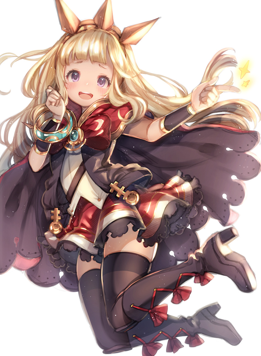 1girl, absurdres, bangs, blonde_hair, blunt_bangs, boots, bow, cagliostro_(granblue_fantasy)
