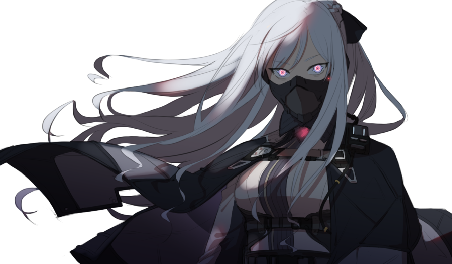 1girl, ak-12_(girls_frontline), bangs, black_ribbon, braid, cloak, eyebrows_visible_through_hair, french_braid