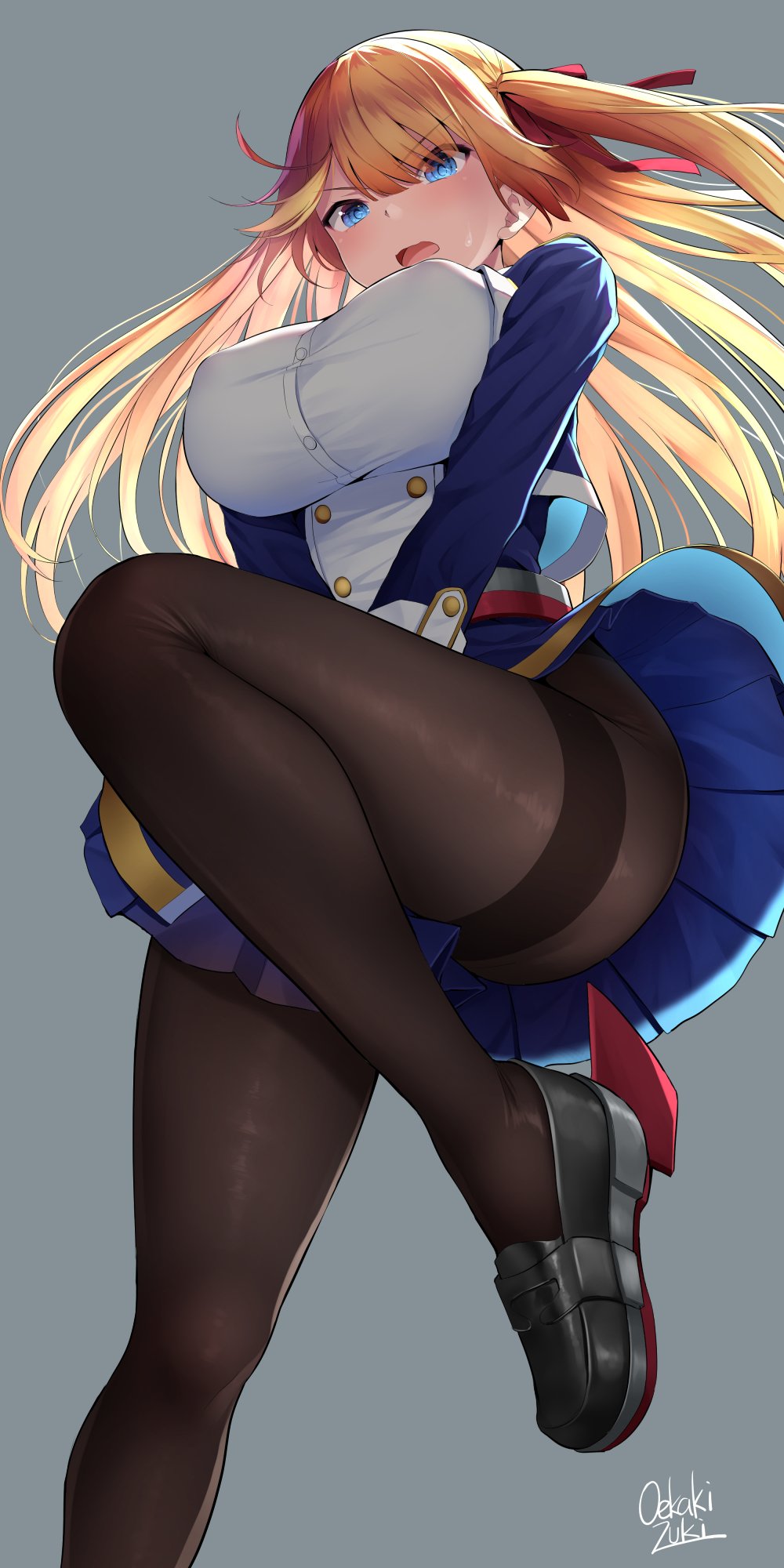 1girl, artist_name, azur_lane, bangs, black_legwear, blonde_hair, blue_eyes, blush