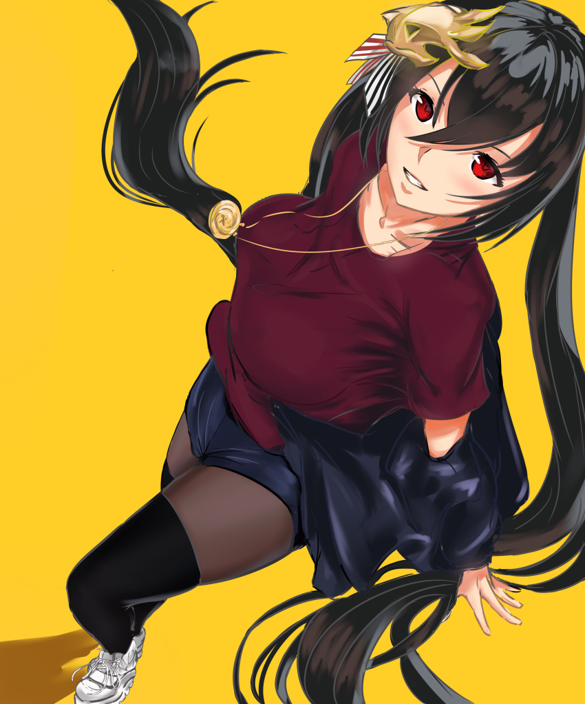 1girl, absurdres, accessories, azur_lane, black_hair, blush, breasts, casual_suit