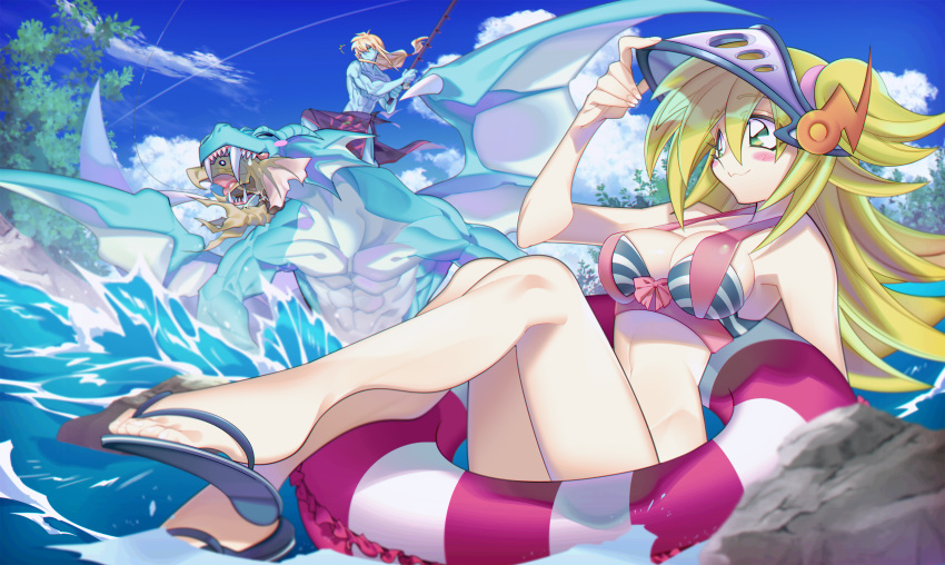 1girl, absurdres, bikini, cute, dark_magician_girl, duel_monster, highres, innertube