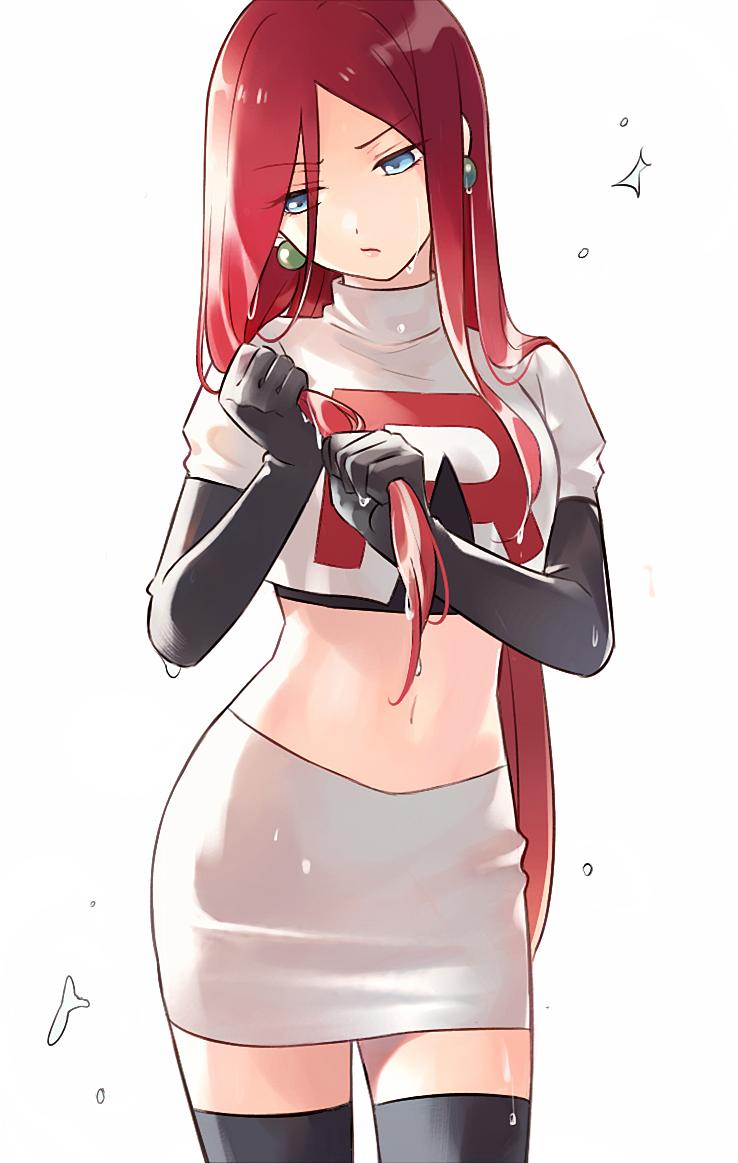 1girl, alternate_hairstyle, bangs, black_legwear, breasts, closed_mouth, cowboy_shot, earrings