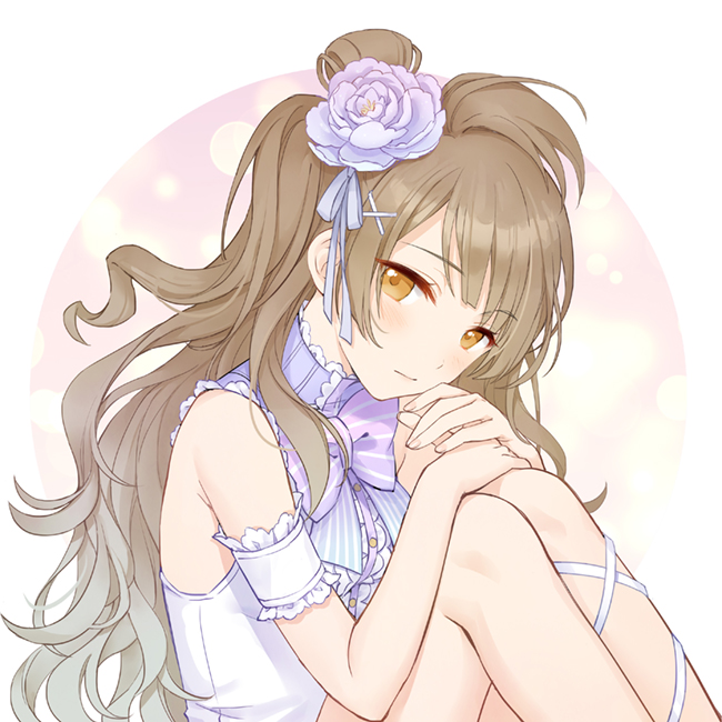 1girl, bangs, bare_shoulders, bow, brown_eyes, brown_hair, eyebrows_visible_through_hair, fingernails