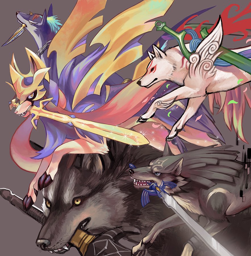 amaterasu, animal, blue_eyes, blue_fur, bodypaint, commentary, crossover, dark_souls