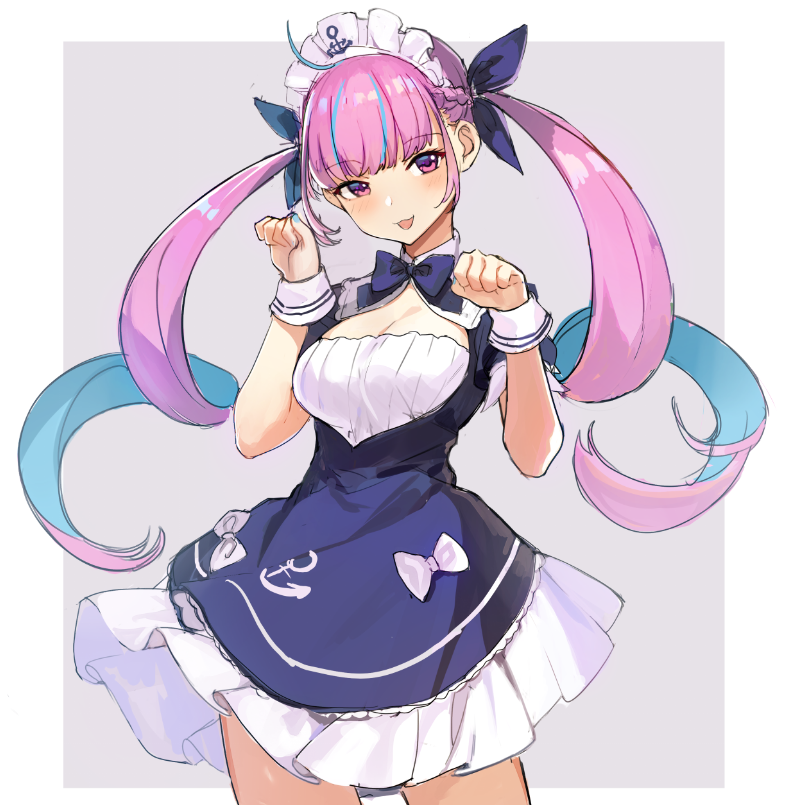 1girl, bangs, black_bow, blue_hair, blunt_bangs, bow, braid, breasts