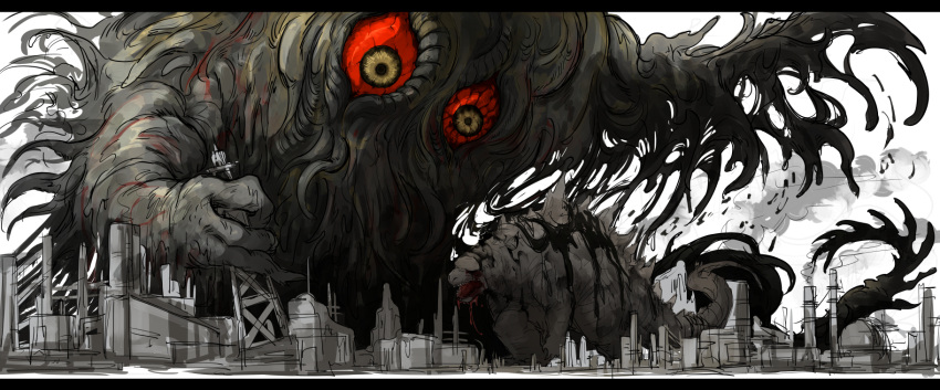 blood, blood_from_mouth, city, fangs, godzilla, godzilla:_king_of_the_monsters, godzilla_(series), hedorah