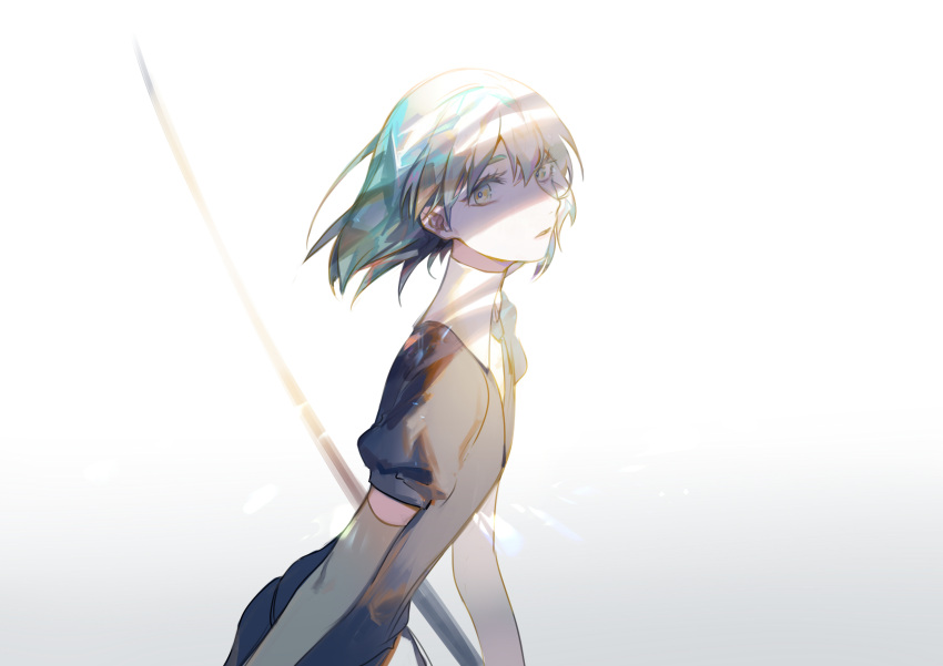 1other, absurdres, androgynous, aqua_hair, bangs, black_neckwear, crystal_hair, ctrl_(821642)
