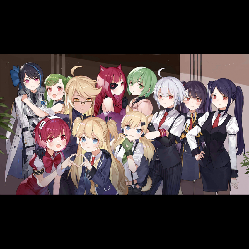 6+girls, ahoge, alma_armas, animal_ears, bartender, cane, cat_ears, crossover