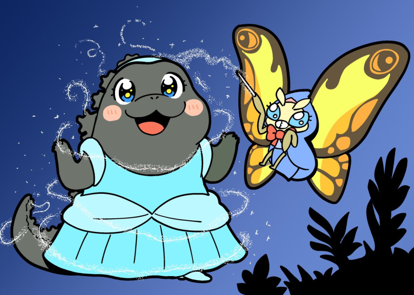 1boy, 1girl, bkub, bkub_(style), bug, cinderella, cosplay, crossover