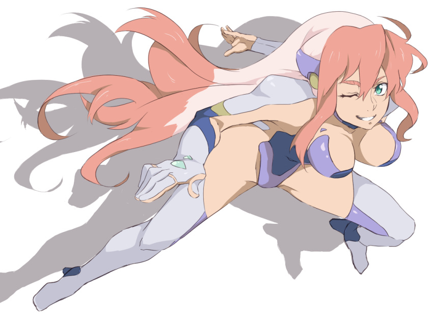 birdy_the_mighty, birdy_the_mighty_decode, breasts, green_eyes, long_hair, multicolored_hair, nana_g, pink_hair