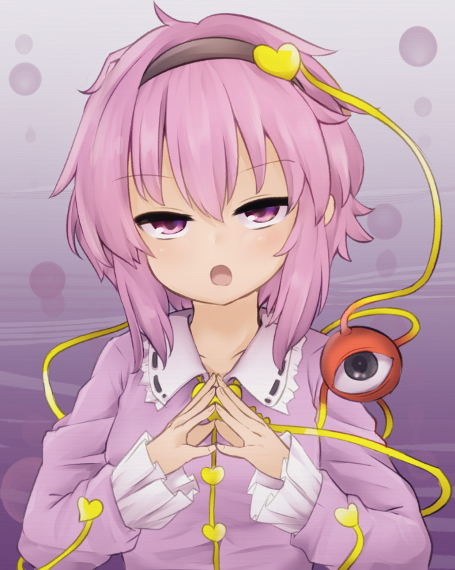 1girl, :o, alternate_color, commentary_request, eyebrows_visible_through_hair, frilled_sleeves, frills, gradient