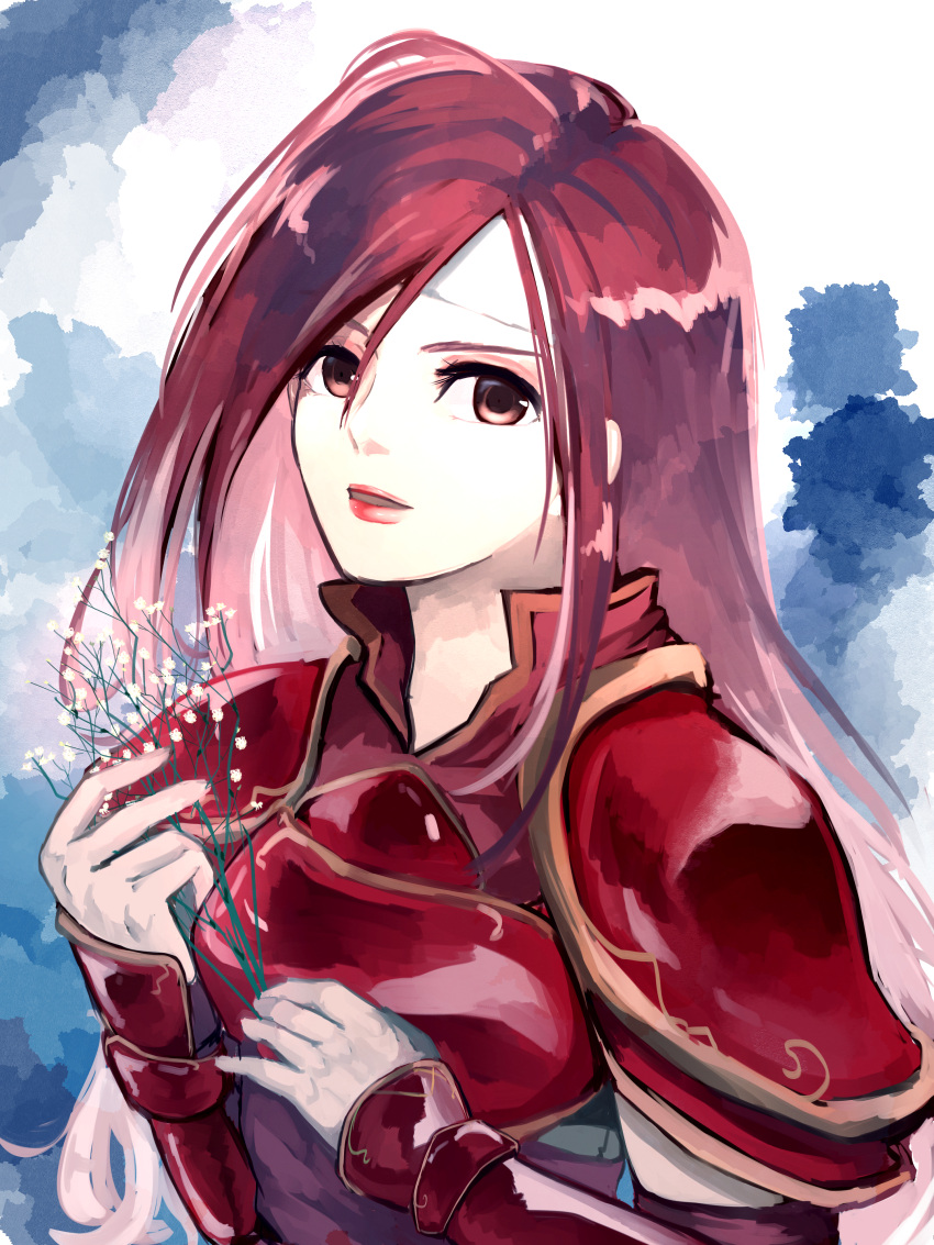 1girl, absurdres, altenna_(fire_emblem), armor, bangs, breastplate, brown_eyes, chikefu