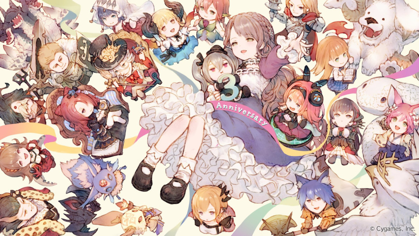6+boys, 6+girls, android, animal_ears, anne_(shingeki_no_bahamut), anniversary, arcus, armor