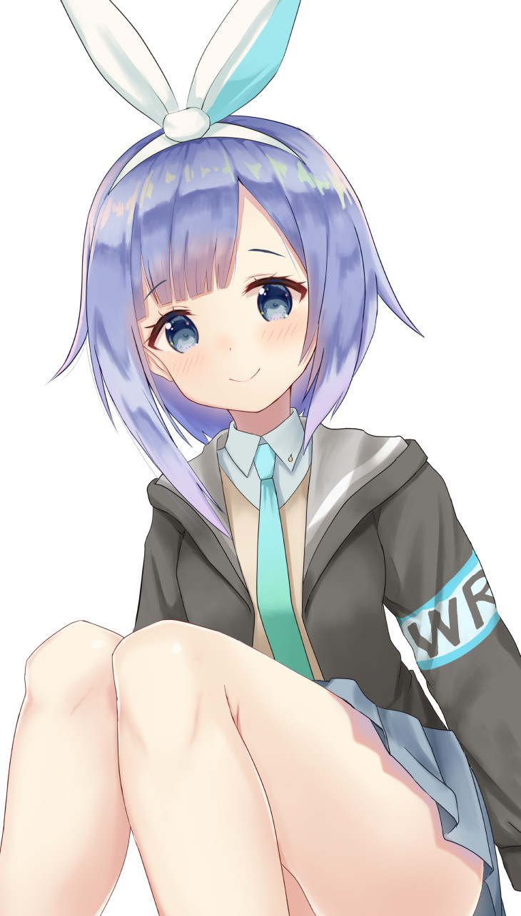 1girl, bangs, black_jacket, blue_eyes, blue_hair, blue_skirt, blush, breasts