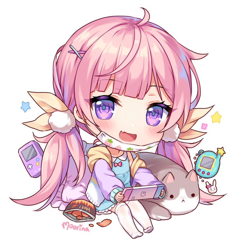 1girl, 1other, :d, aesthetics, animal, bag_of_chips, bangs, blue_dress