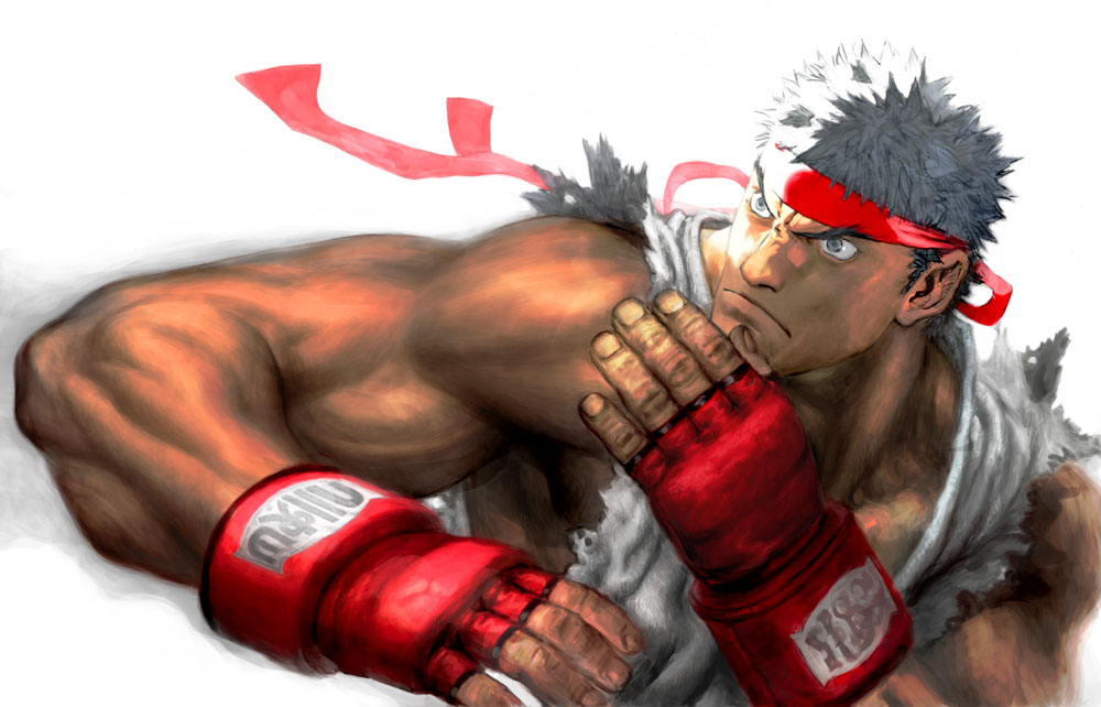 akiman, angry, capcom, dark_skin, fighting_stance, fingerless_gloves, frown, gloves