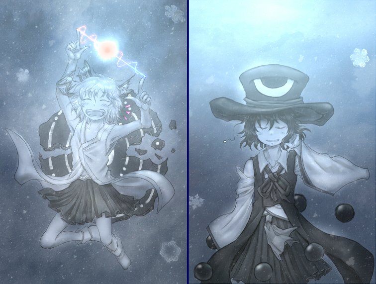 2others, androgynous, black_hair, bow, celeritas_lumen, closed_eyes, detached_sleeves, earthen_miraculous_sword