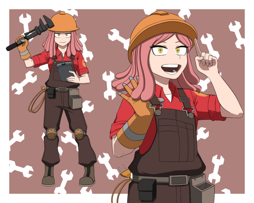 1girl, belt, belt_pouch, boku_no_hero_academia, cable, cosplay, engineer, gloves