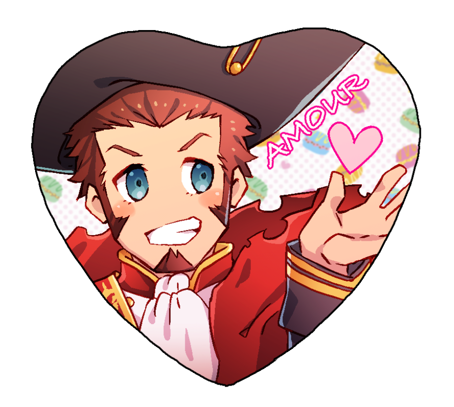 1boy, beard, blue_eyes, blush, brown_hair, chibi, facial_hair, fate/grand_order