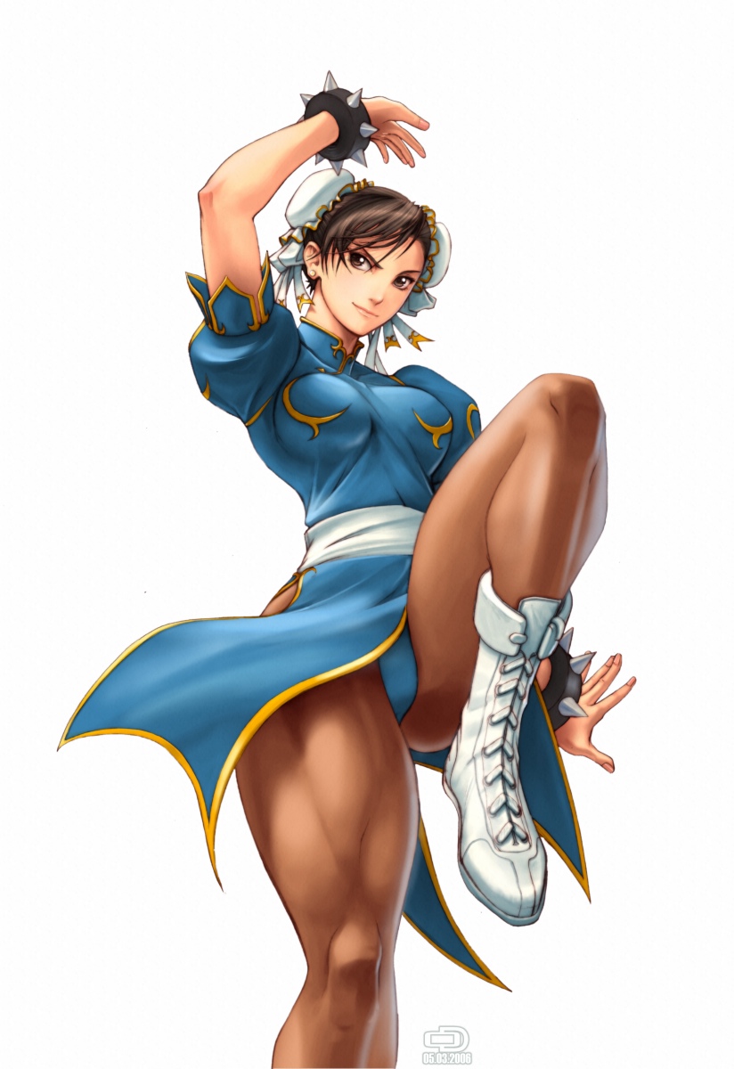 capcom, chun-li, highres, jewelry, omar_dogan, pantyhose, spiked_bracelet, spikes