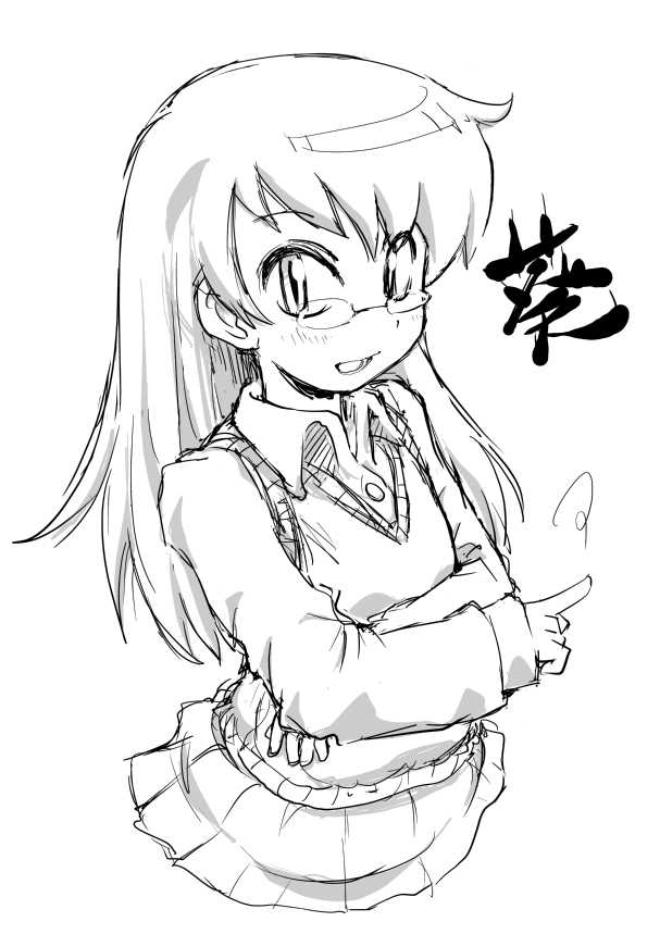 monochrome, nogami_aoi, sketch, solo, yam_(nekobeya), zettai_karen_children