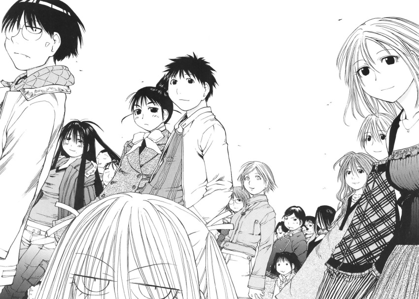 angela_burton, asada, asada_naoko, bangs, black_hair, bow, everyone, fang