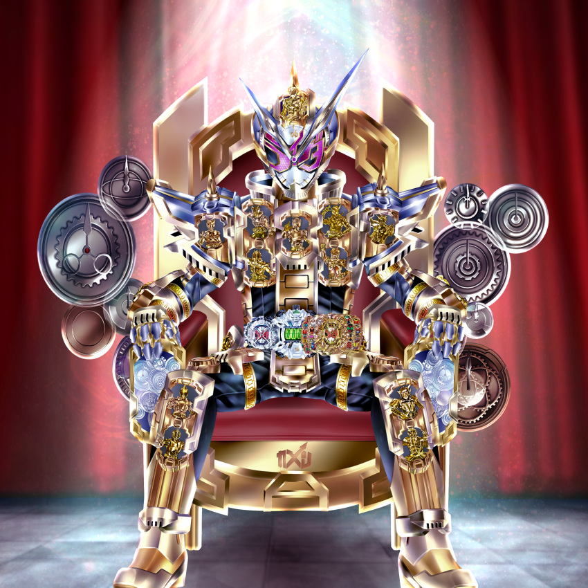 1boy, absurdres, gold_trim, highres, kamen_rider, kamen_rider_grand_zi-o, kamen_rider_zi-o, kamen_rider_zi-o_(series)
