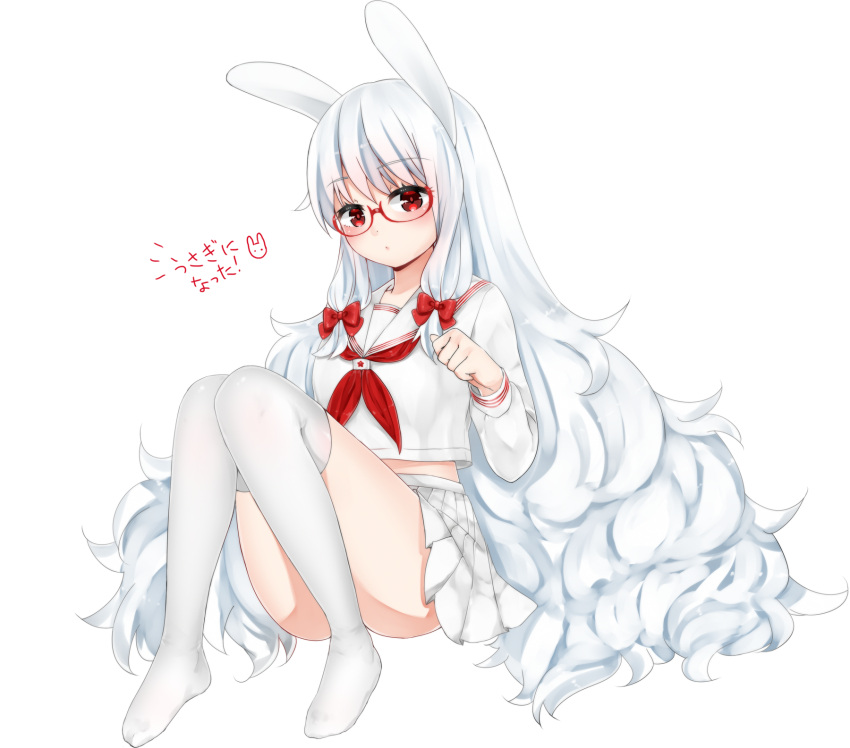 1girl, akitannn, animal_ears, blush, glasses, highres, original, rabbit_ears