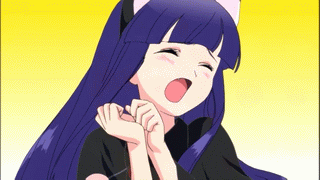 animated, animated_gif, blue_eyes, blue_hair, cap, cat_ears, fang, fangs