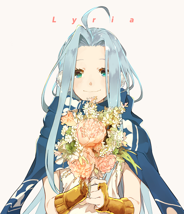 1girl, ahoge, blue_cape, blue_hair, cape, character_name, closed_mouth, commentary