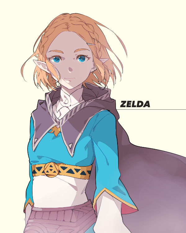 1girl, bangs, blonde_hair, blue_eyes, braid, breasts, cape, character_name