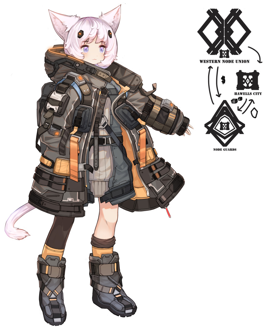 1girl, :3, absurdres, animal_ears, asymmetrical_legwear, belt, boots, cat_ears