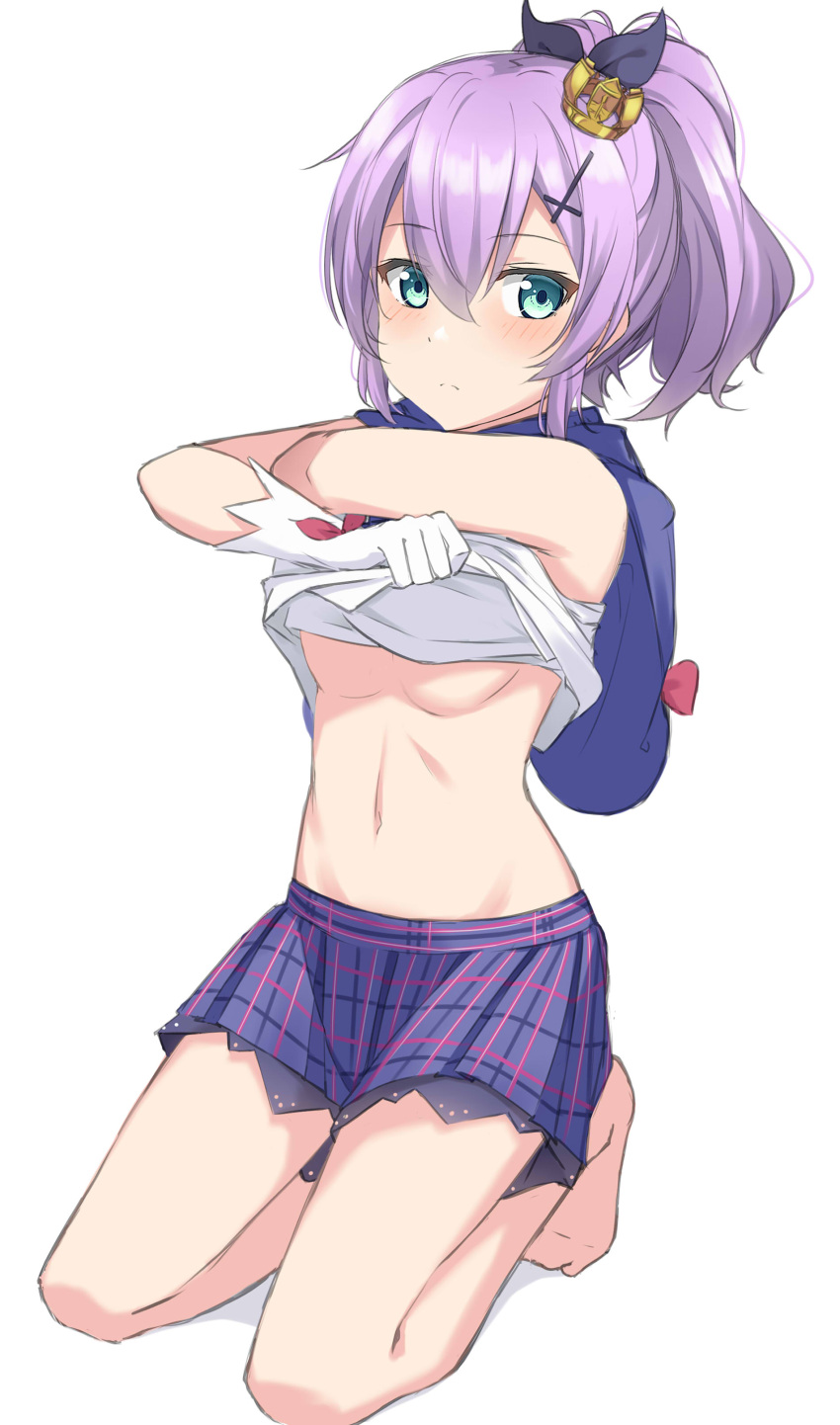 1girl, absurdres, azur_lane, bangs, bare_shoulders, barefoot, black_ribbon, blush