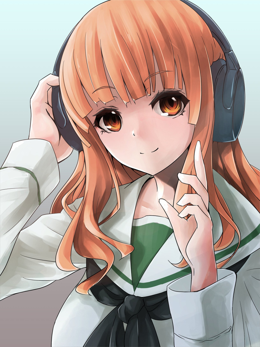 1girl, bangs, black_neckwear, blouse, blunt_bangs, closed_mouth, eyebrows_visible_through_hair, girls_und_panzer