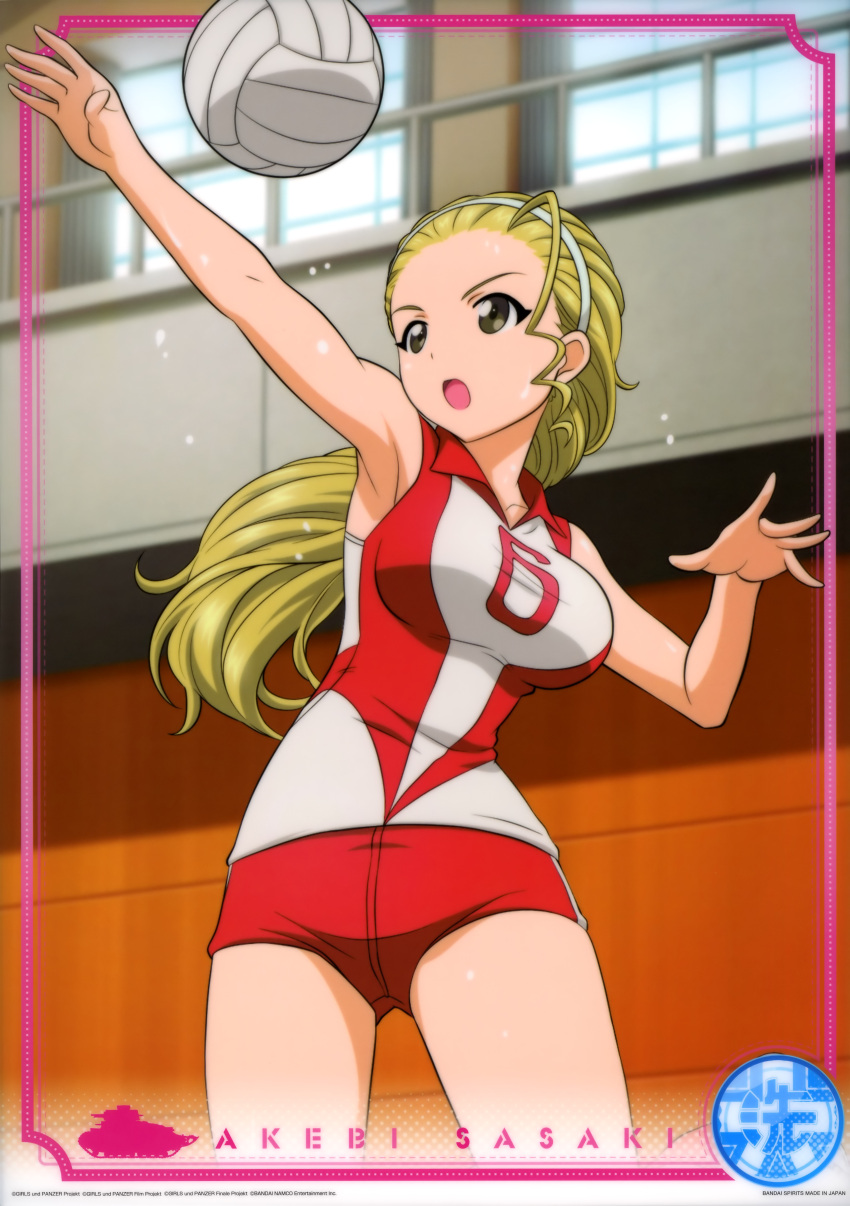 1girl, absurdres, armpits, blonde_hair, blurry, blurry_background, breasts, brown_eyes