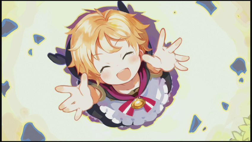1girl, blonde_hair, blush, child, closed_eyes, harada_takehito, highres, luca_(coven)
