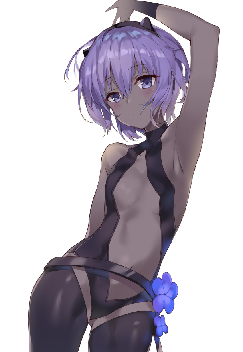 1girl, absurdres, arm_up, armpits, bangs, bare_arms, bare_shoulders, black_leotard
