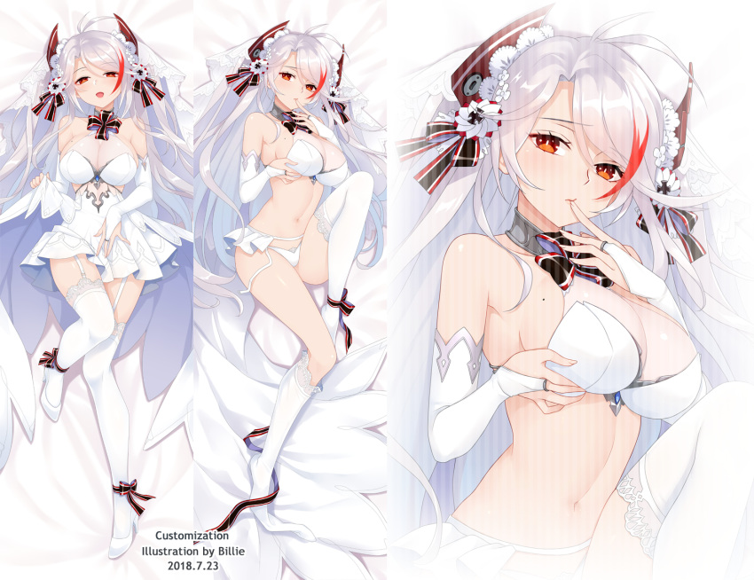 1girl, :d, ankle_ribbon, antenna_hair, artist_name, azur_lane, bangs, bare_shoulders