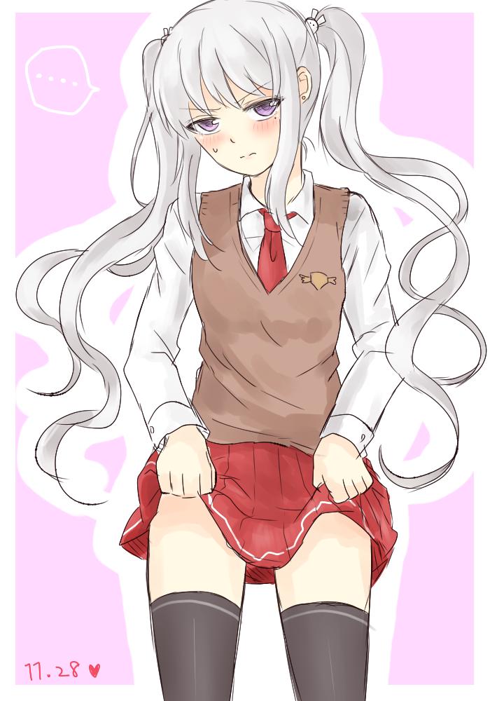 1girl, annoyed, benika, blush, bunny_hair_ornament, hair_ornament, long_hair, looking_at_viewer