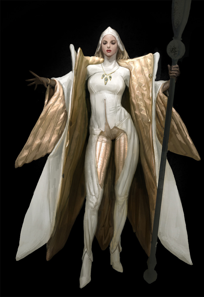 1girl, black_background, blonde_hair, bracelet, brown_gloves, closed_eyes, concept_art, facing_viewer