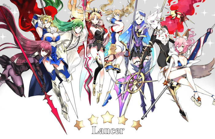 artoria_pendragon_(all), artoria_pendragon_(lancer), bradamante_(fate/grand_order), brynhildr_(fate), enkidu_(fate/strange_fake), ereshkigal_(fate/grand_order), fate/grand_order, fate_(series)