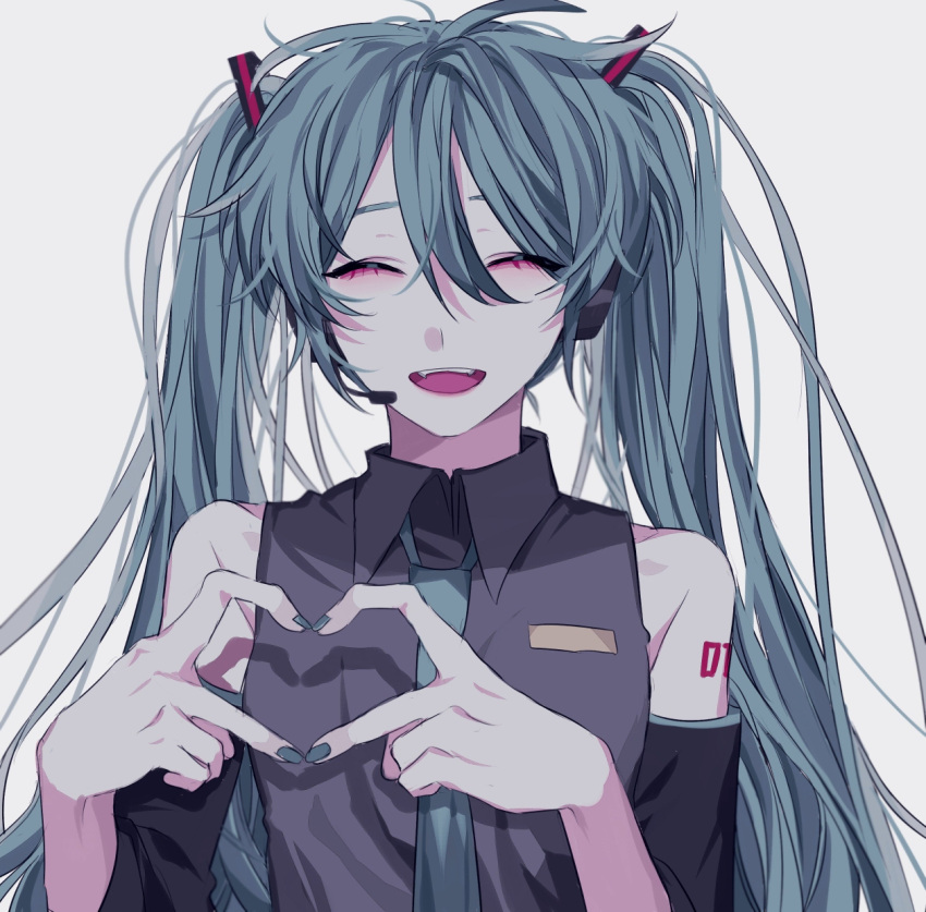 1girl, :d, ^_^, backlighting, bakku_(fspz4427), blue_hair, blue_nails, blue_neckwear